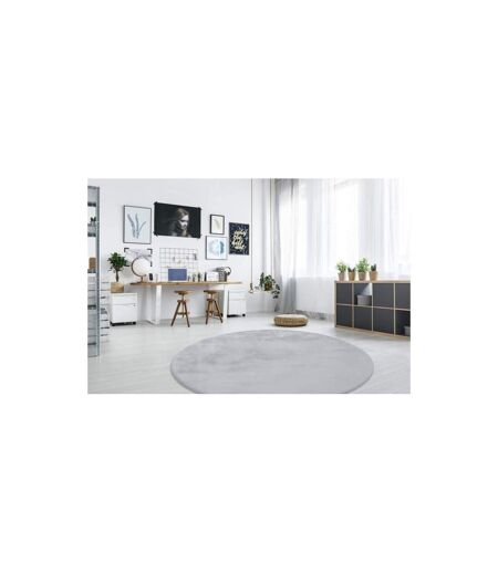 Tapis Rond à Poils Longs Rabbit 160cm Bleu Gris