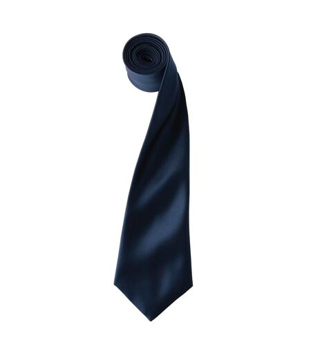 Premier Mens Plain Satin Tie (Narrow Blade) (Navy) (One Size)