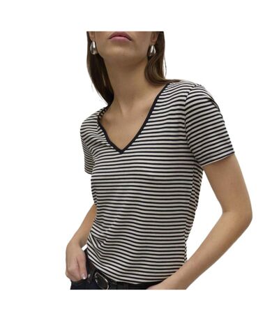 T-shirt rayures noir/blanc femme vero moda pepper - l