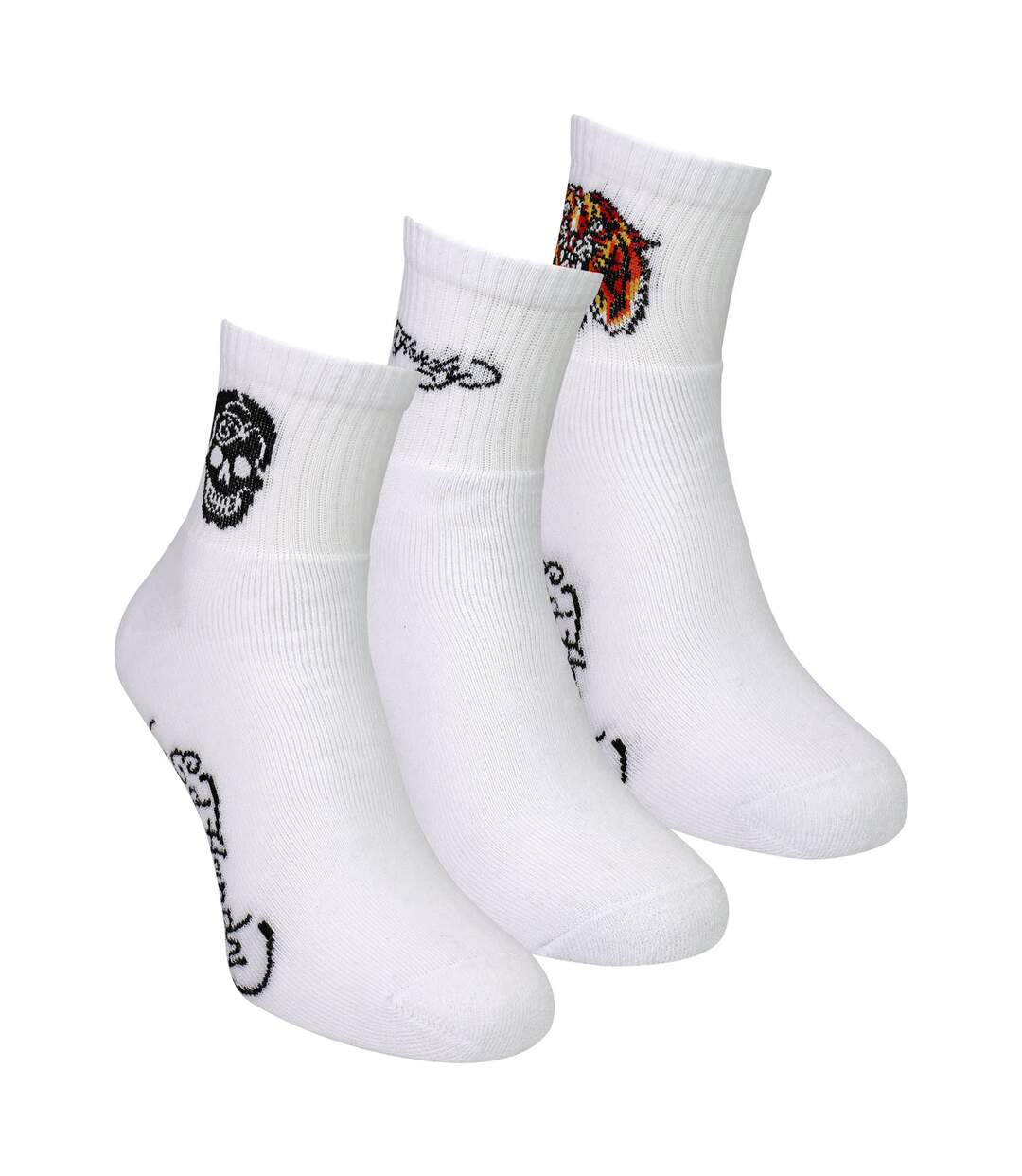 3 Pairs Men White Quarter Crew Lightweight Socks-3