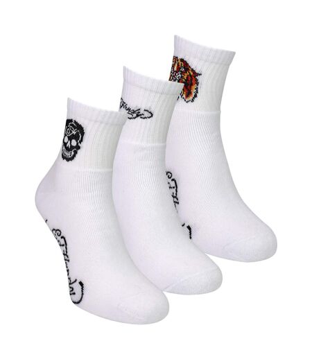3 Pairs Men White Quarter Crew Lightweight Socks