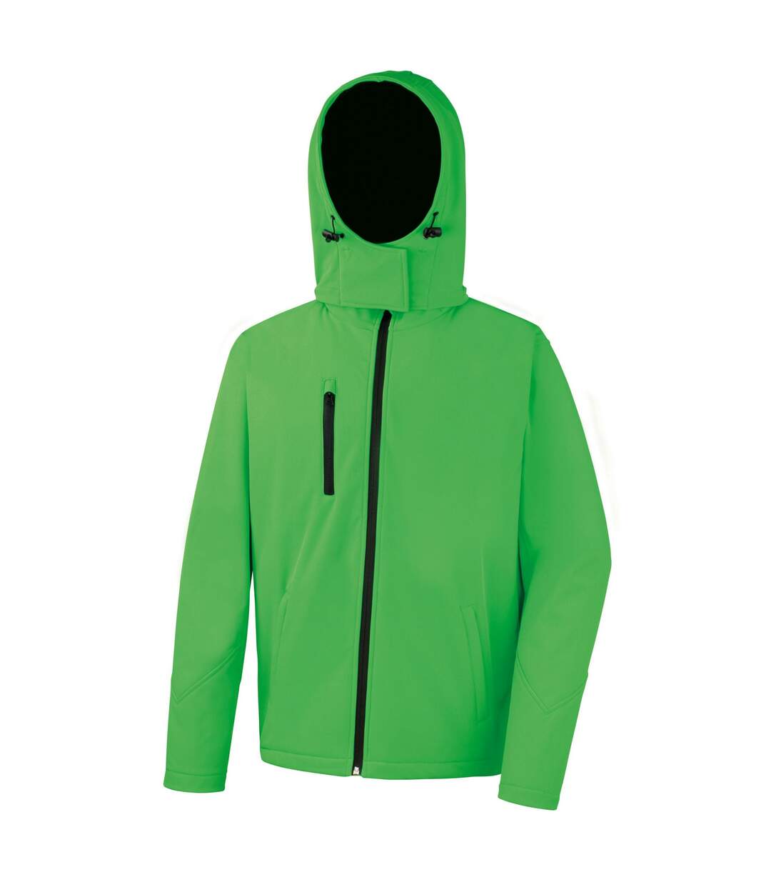 Mens hooded soft shell jacket vivid green/black Result Core-1