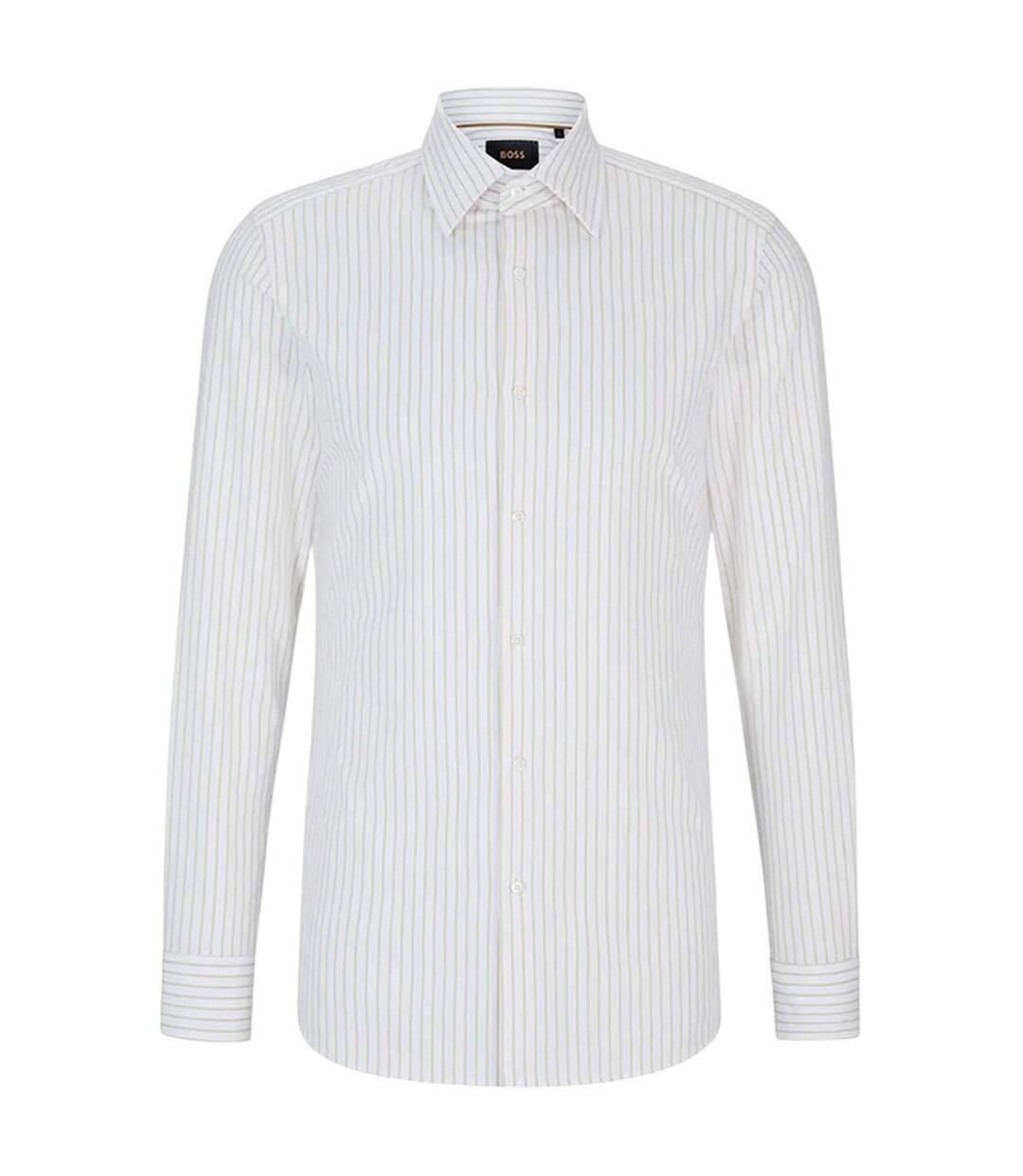 Chemise Manches Longues Motif/style À Rayures Homme Beige Boss-2