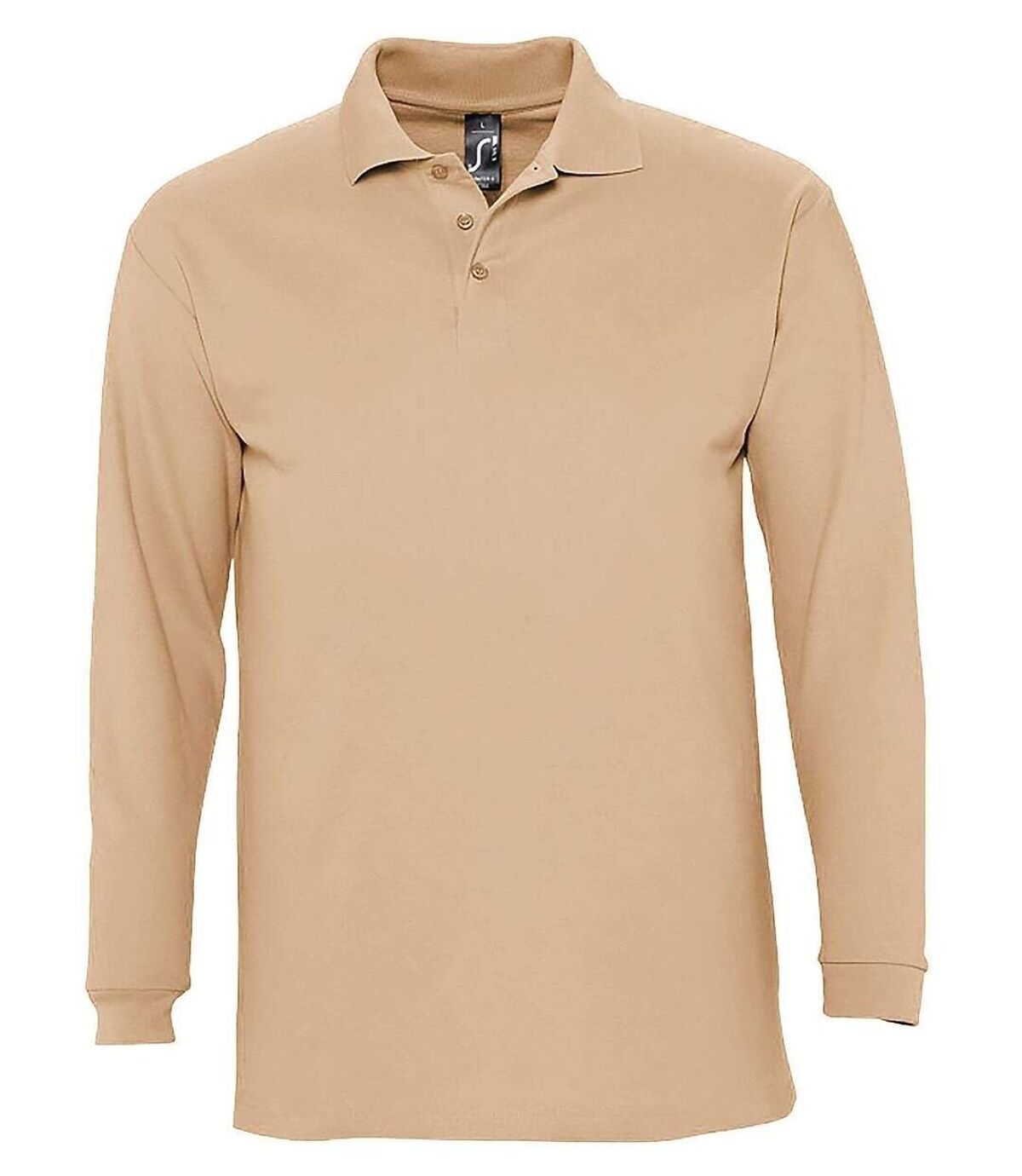 Polo manches longues - Homme - 11353 - beige sable