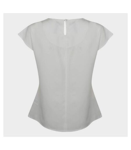 Henbury Womens/Ladies Pleat Front Short Sleeve Top (White) - UTPC2957