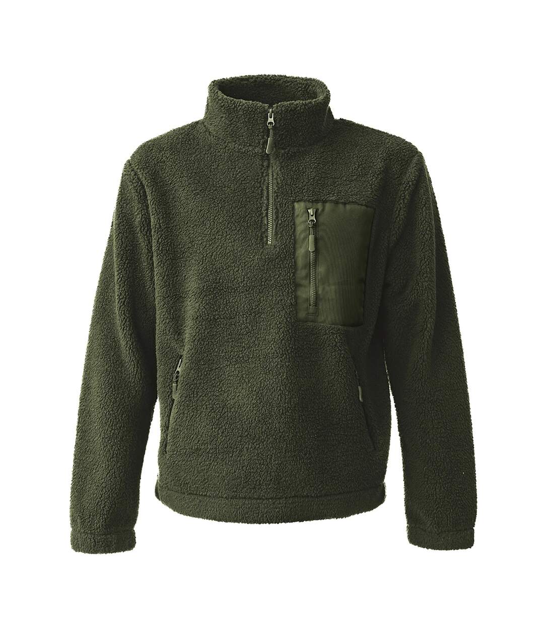 Unisex Adult Borg Quarter Zip Fleece Jacket Olive Green Ravine-2