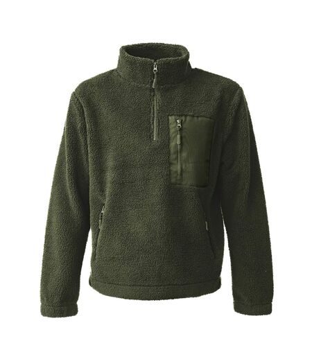 Unisex Adult Borg Quarter Zip Fleece Jacket Olive Green Ravine