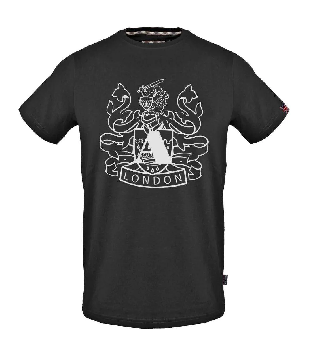 Mens Aldis Shield Logo T-shirt Black Aquascutum-1