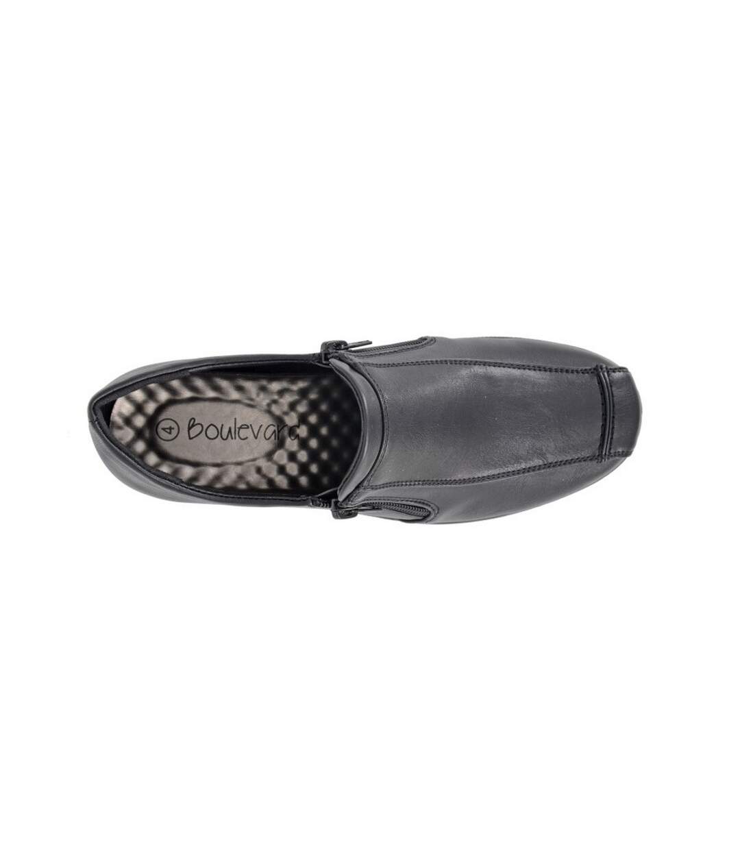 Womens/ladies twin zip loafers black Boulevard-2