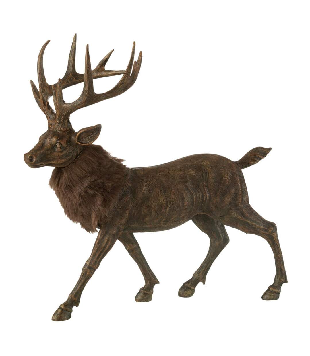 Statuette Déco Cerf Imitation Fourrure 39cm Marron-1