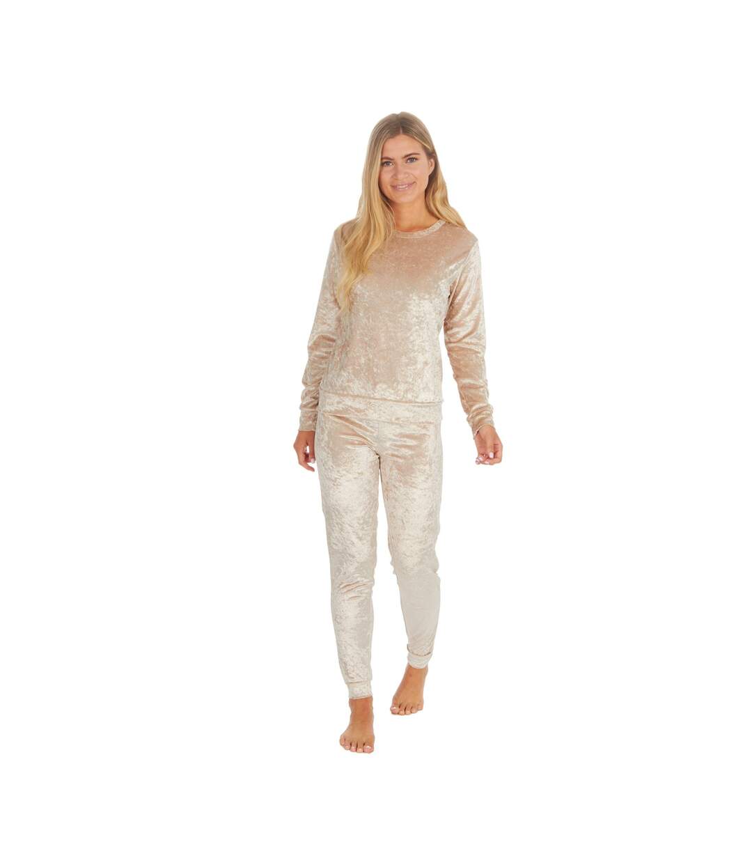 Ladies Velvet Lounge Suit: Cozy Crushed Fleece Pyjamas Set for Winter Comfort