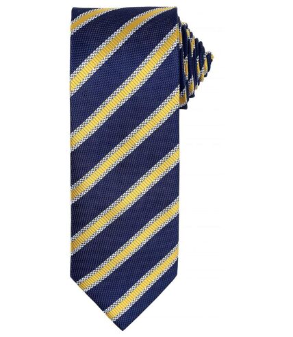 Cravate rayée - PR783 - bleu marine et jaune