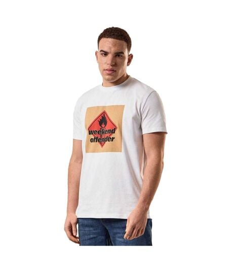 T-shirt Motif/style Attaque Massive Blue Lines Homme Blanc Weekend Offender