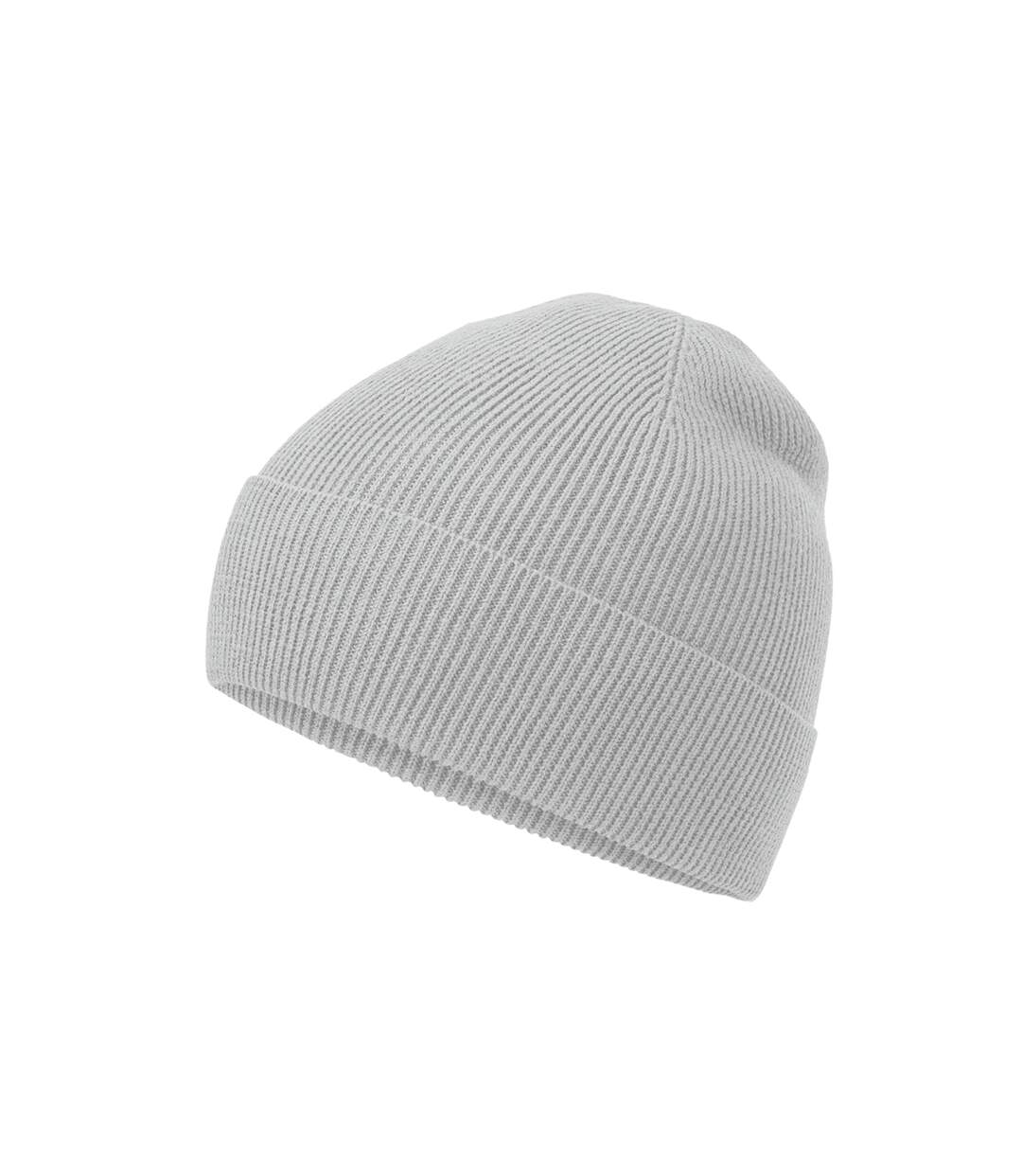 Unisex adult organic cotton fine knit beanie light grey Beechfield-2