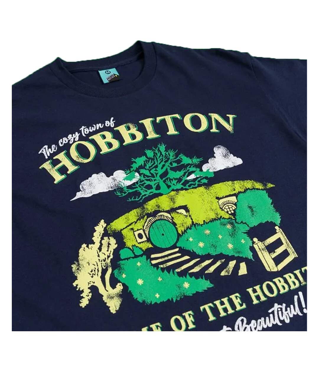 Unisex Adult The Cozy Town Of Hobbiton T-shirt Navy Blue The Hobbit-4