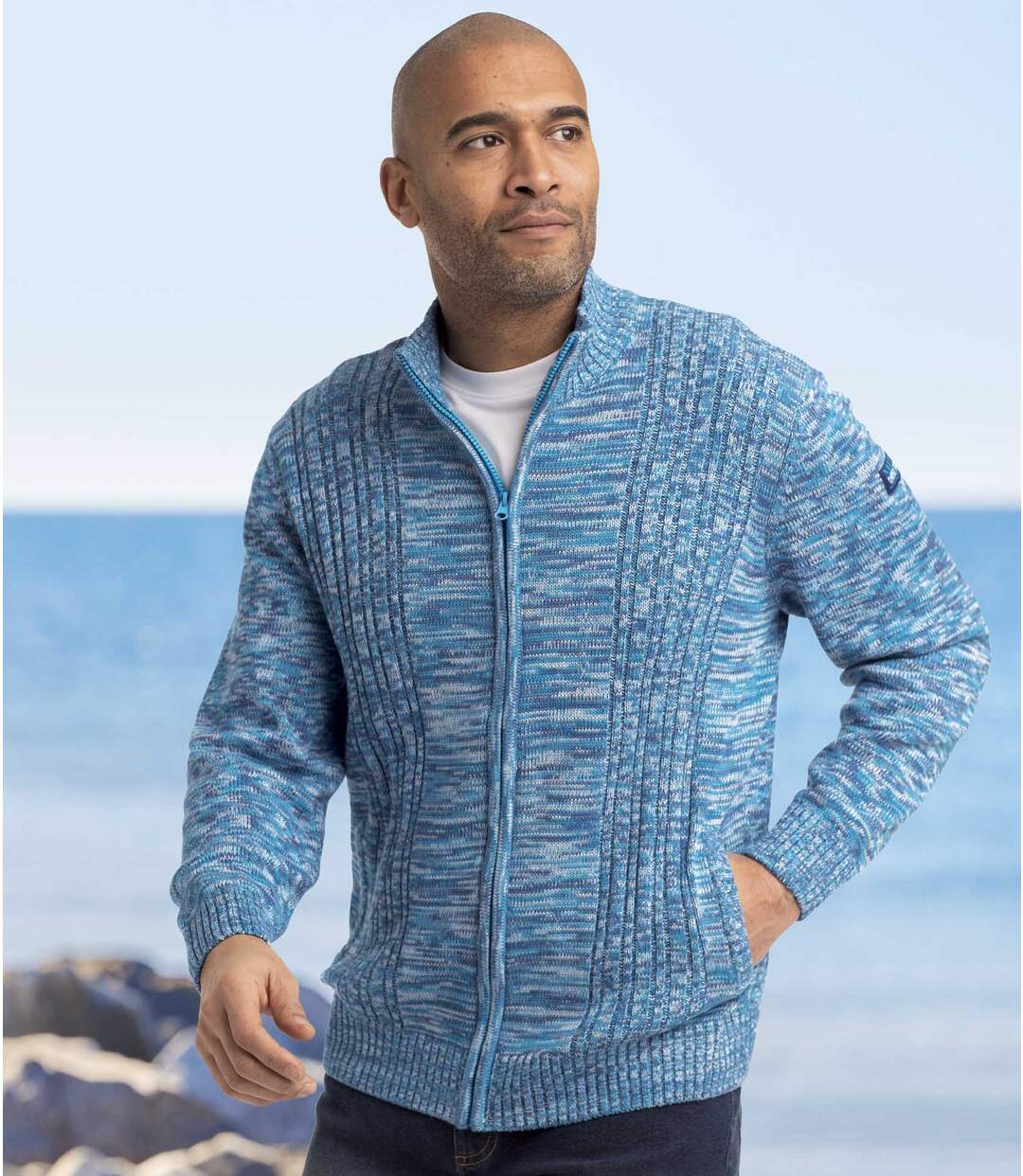 Men's Mottled Knitted Jacket-3