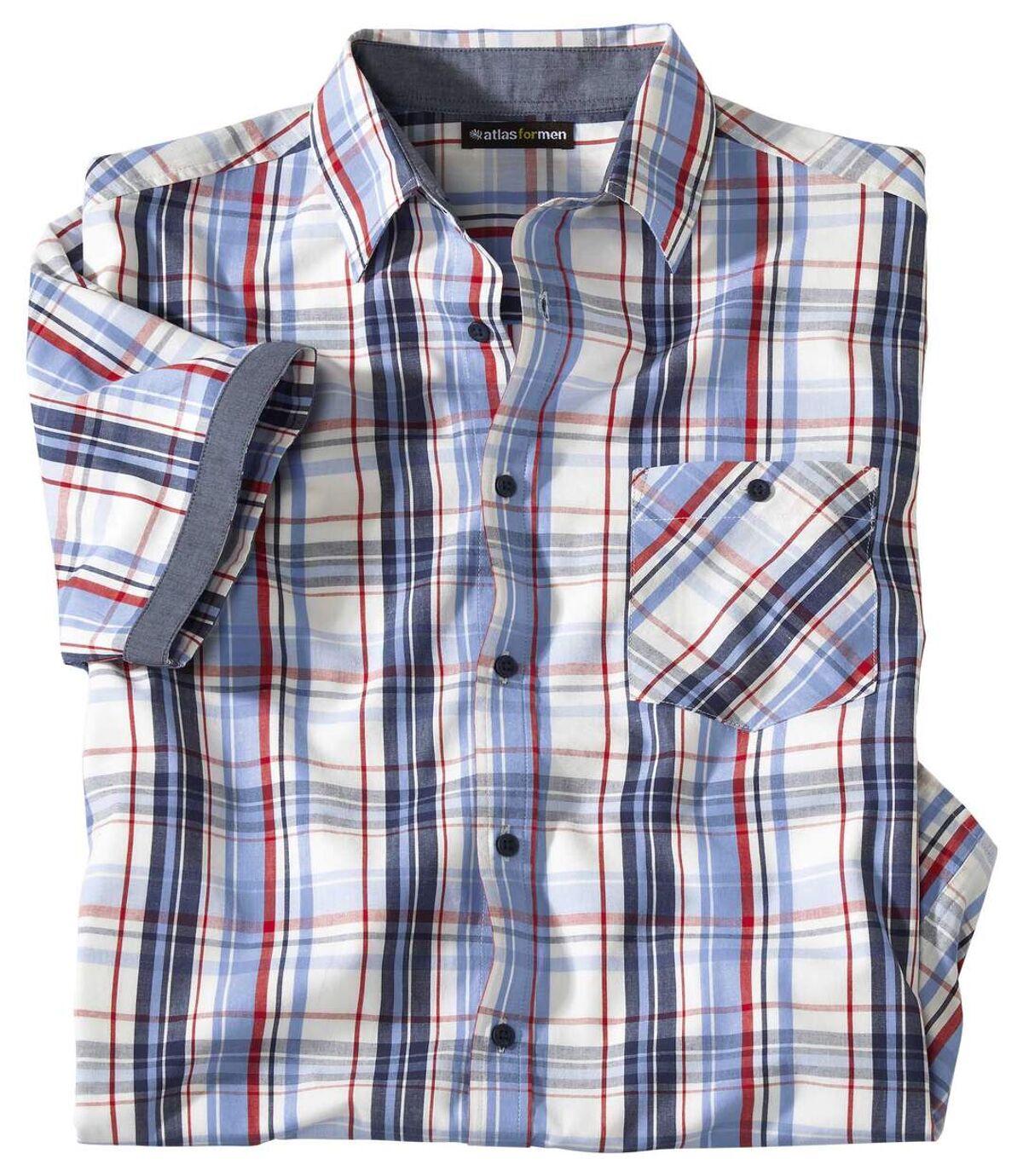 Kariertes Hemd mit Revers in Chambray Atlas For Men