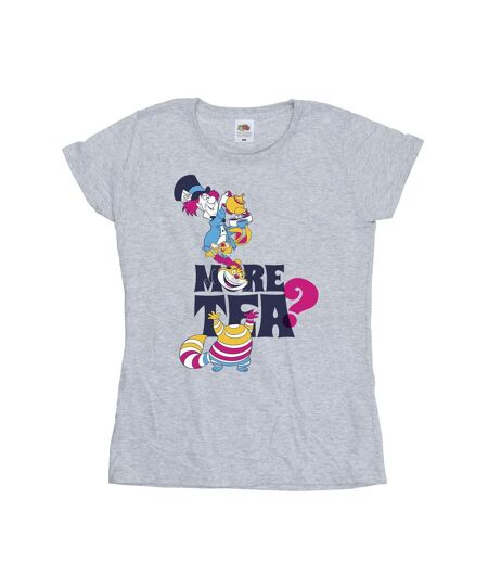 Disney Femme/Ladies Alice In Wonderland More Tea - T-shirt en coton (Gris sportif) - UTBI7047