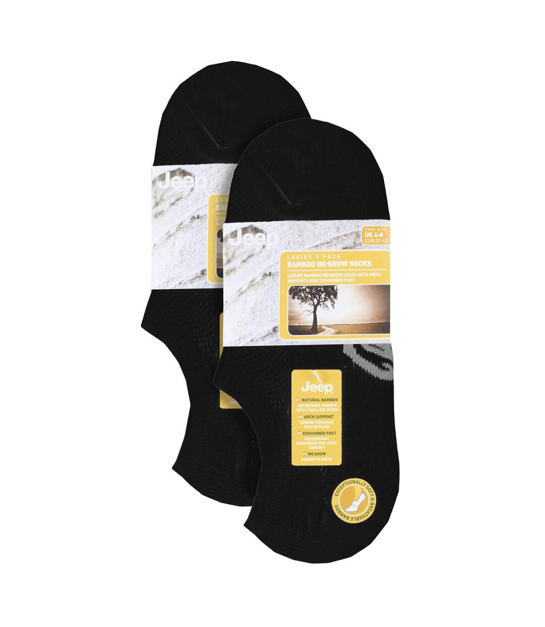 Ladies 6 Pack Bamboo No Show Socks | Invisible Socks with Heel Grip-2