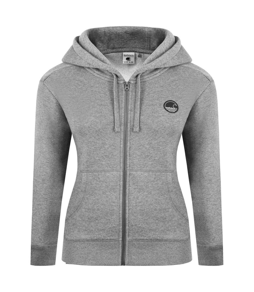 Womens/ladies Full Zip Hoodie Dark Charcoal Marl Signature-2