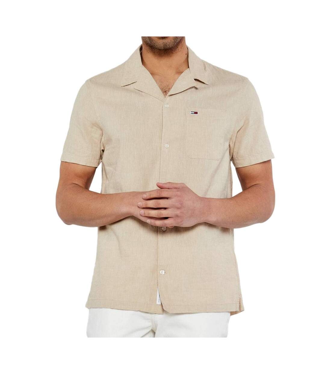 Chemisette ecru homme tommy hilfiger linen blend camp-aruba-1