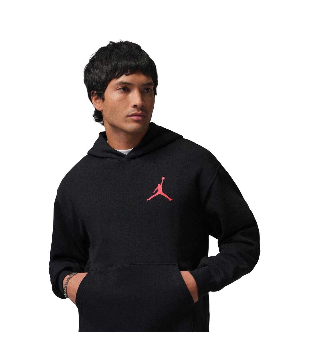 Mens Air Jordan Fleece Hoodie Black Red Nike-1