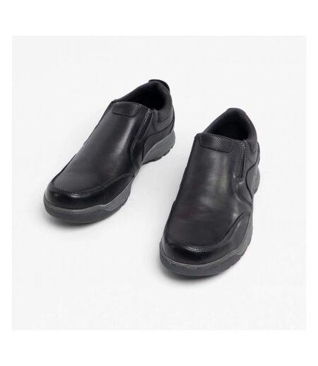 Hush Puppies Mens Jasper Slip On Leather Shoes (Black) - UTFS6073