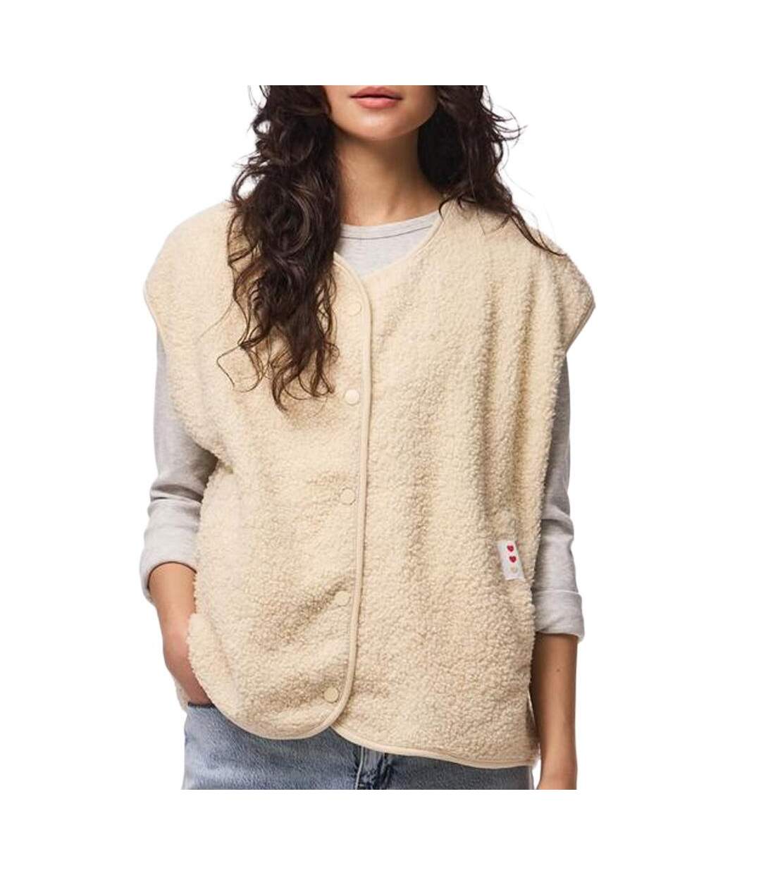 Gilet sans manche beige femme pieces katty-1