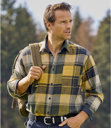 Men's Checked Flannel Shirt - Yellow