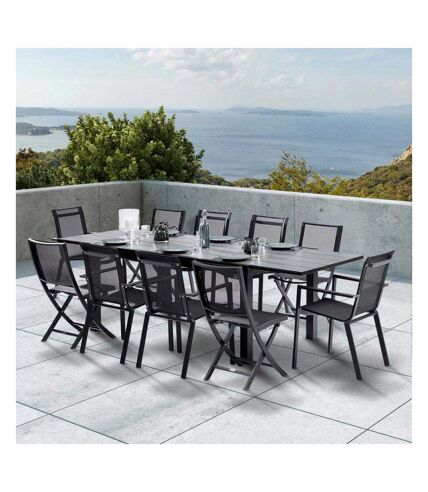 Salon de jardin en aluminium et HPL Star Table + 6 fauteuils + 4 chaises