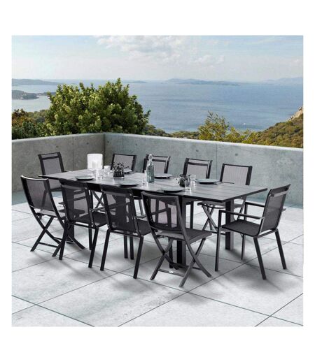 Salon de jardin en aluminium et HPL Star Table + 6 fauteuils + 4 chaises