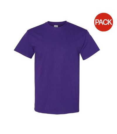 Pack Of 5  Mens Heavy Cotton Short Sleeve T-shirt  Purple Gildan