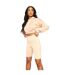 Sweat Court À Capuche Femme Beige NVME-2