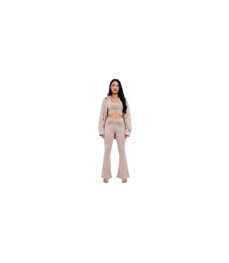 Pantalon Motif/style Ruché Femme Taupe Missy Empire
