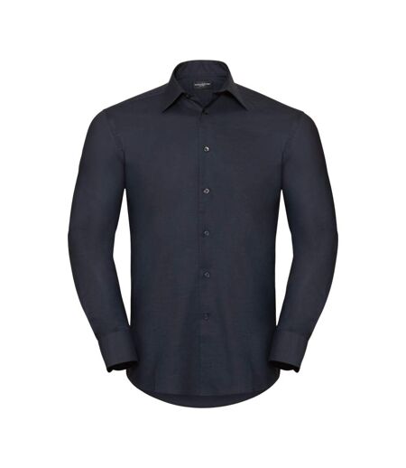 Russell Collection Mens Long Sleeve Easy Care Tailored Oxford Shirt (Black) - UTBC1015
