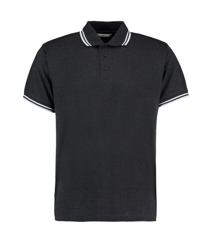 Kustom Kit Mens Tipped Cotton Pique Polo Shirt (Graphite/White)