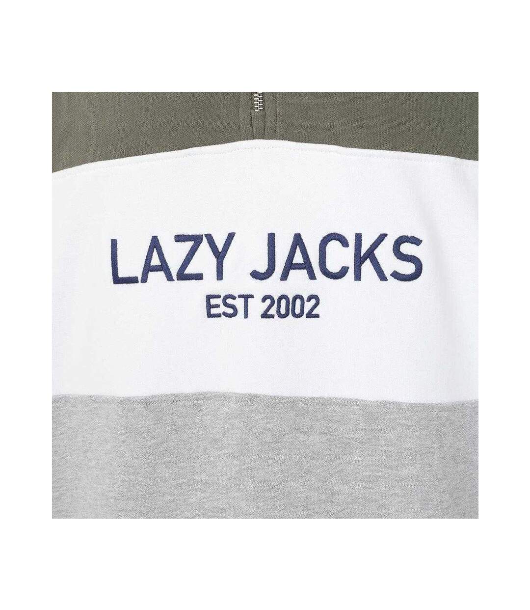 Sweat Motif/style Contrasté Homme Vert Kaki Gris Chiné Lazy Jacks-4
