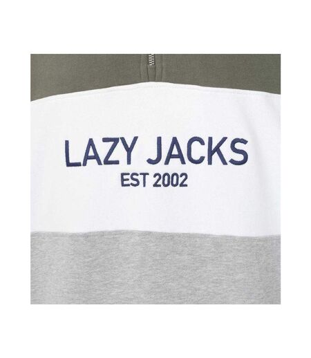 Sweat Motif/style Contrasté Homme Vert Kaki Gris Chiné Lazy Jacks
