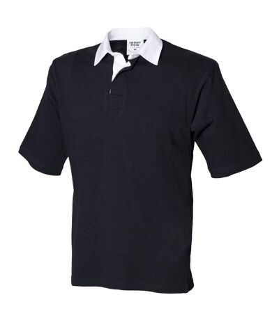 Front Row Short Sleeve Sports Rugby Polo Shirt (Black) - UTRW475