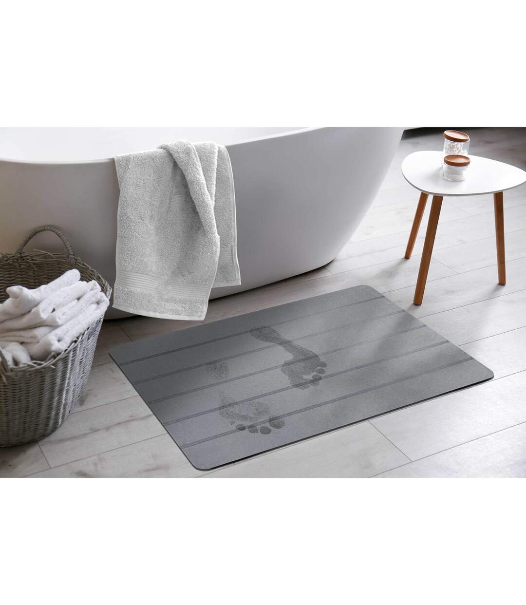 Tapis de Bain en Diatomite Baline 50x70cm Gris-3