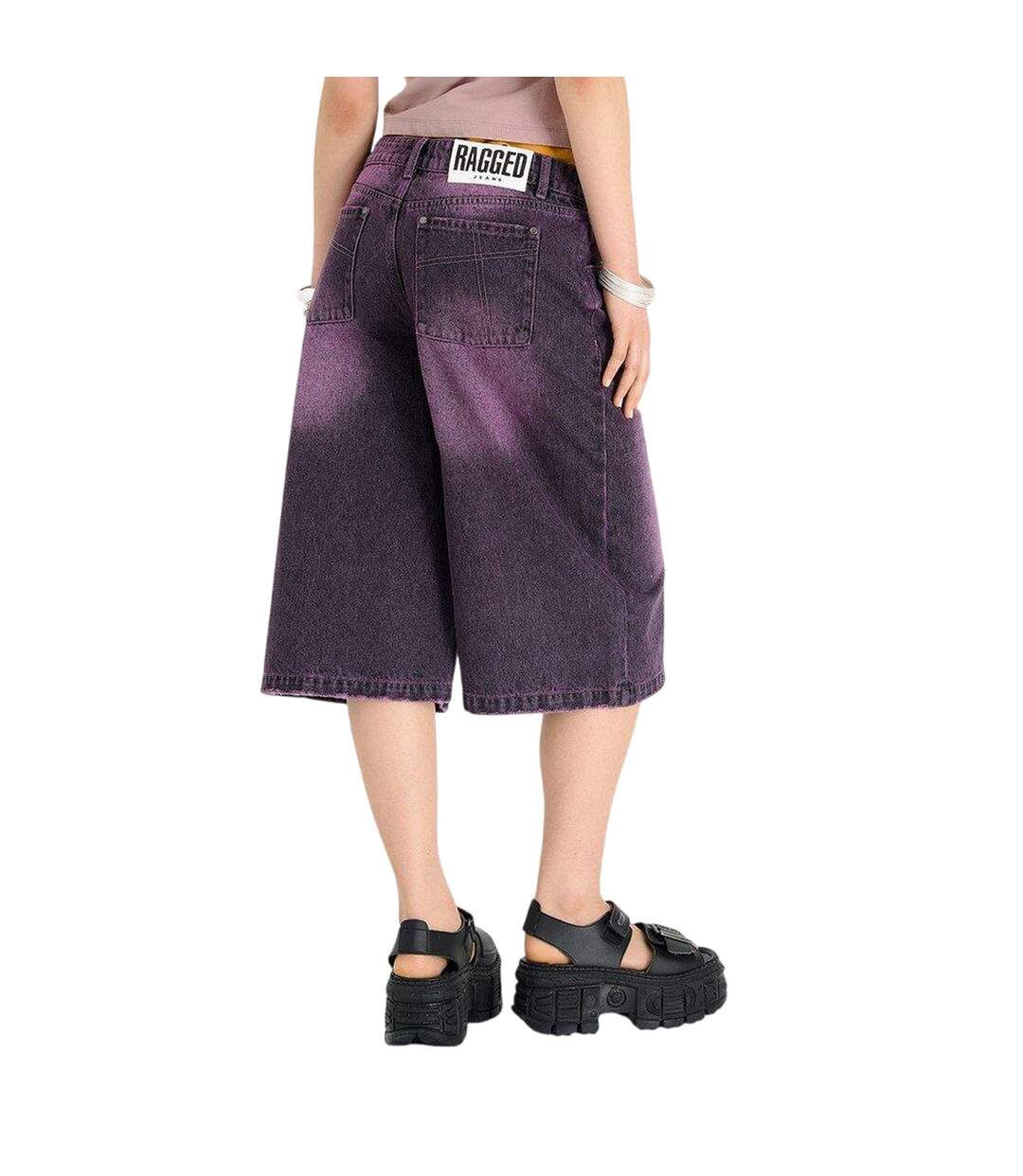 Womens/ladies Denim Shorts Lilac The Ragged Priest-2