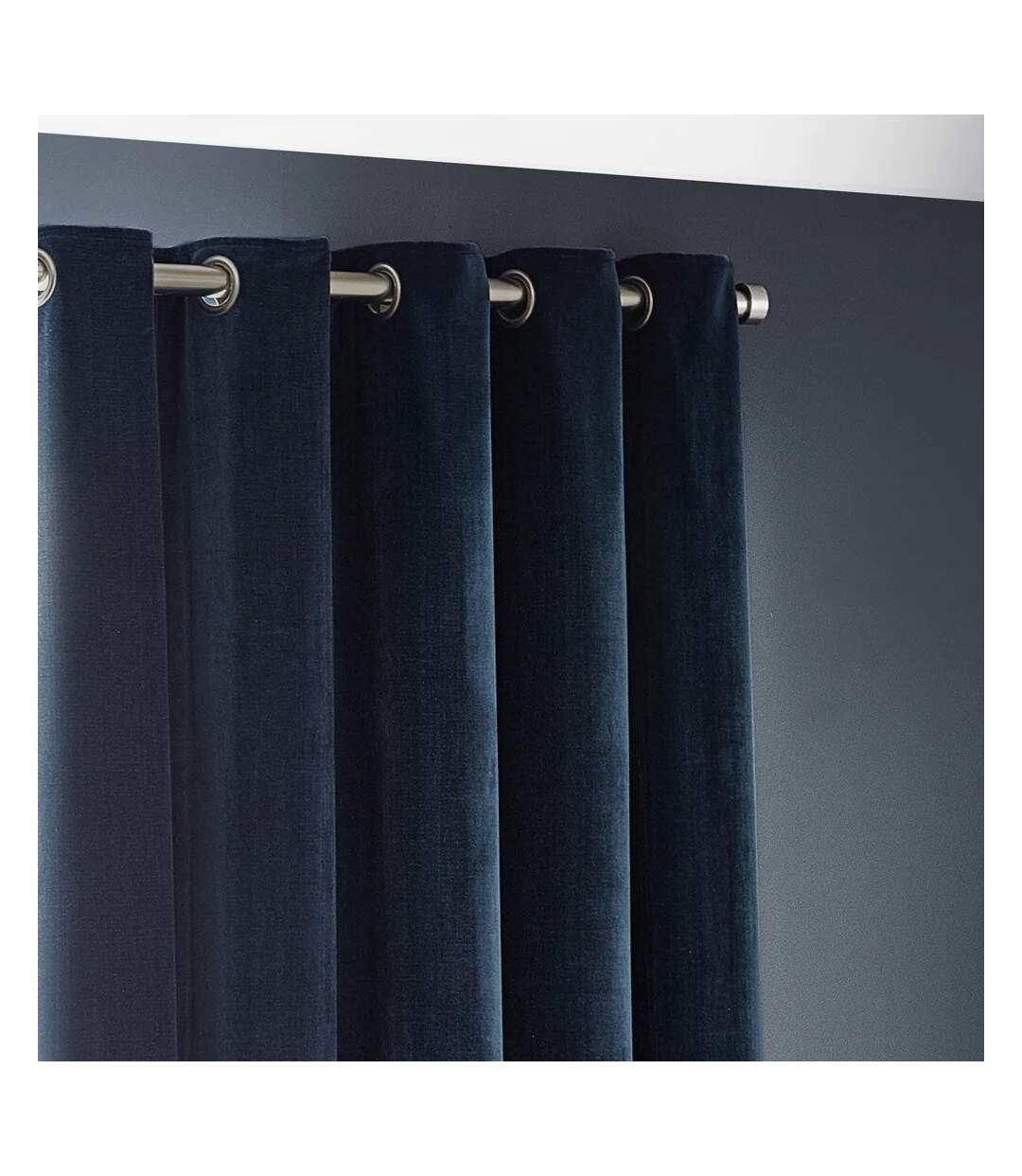 Chenille velvet eyelet curtains 117cm x 183cm navy Yard-2