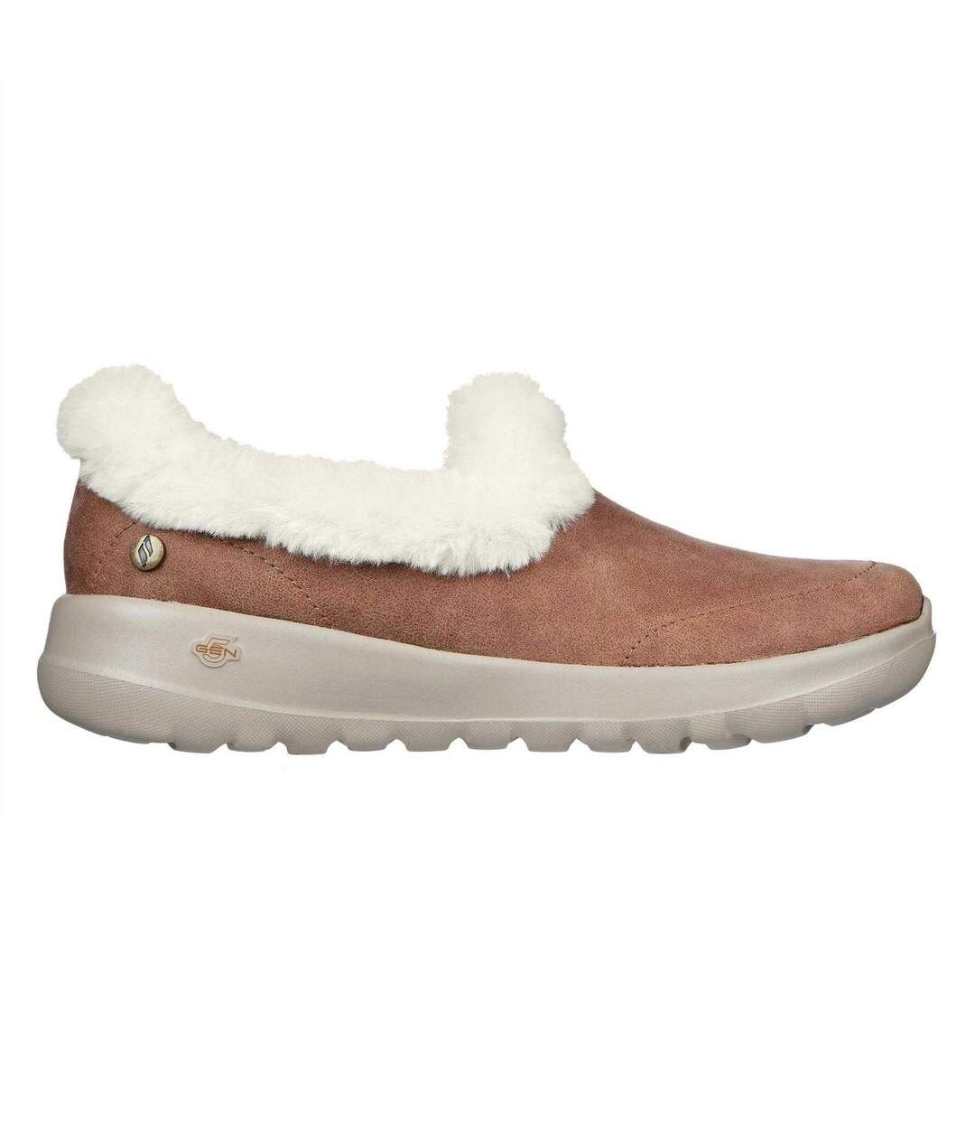 Womens/ladies Go Walk Joy Faux Suede Trainers Chestnut Skechers-1