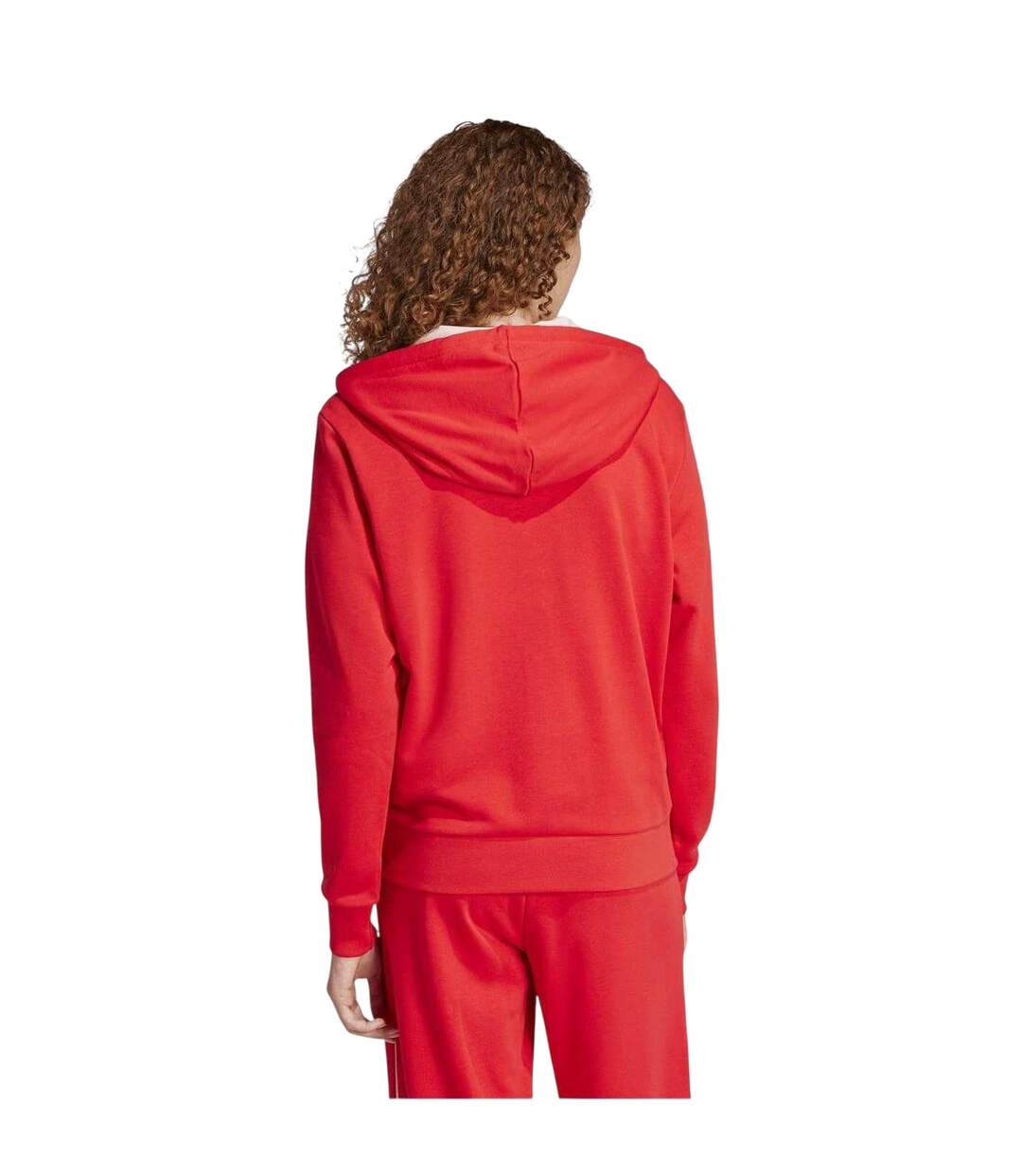 Womens/ladies Essential French Terry Full Zip Hoodie Ruby Red Adidas-3