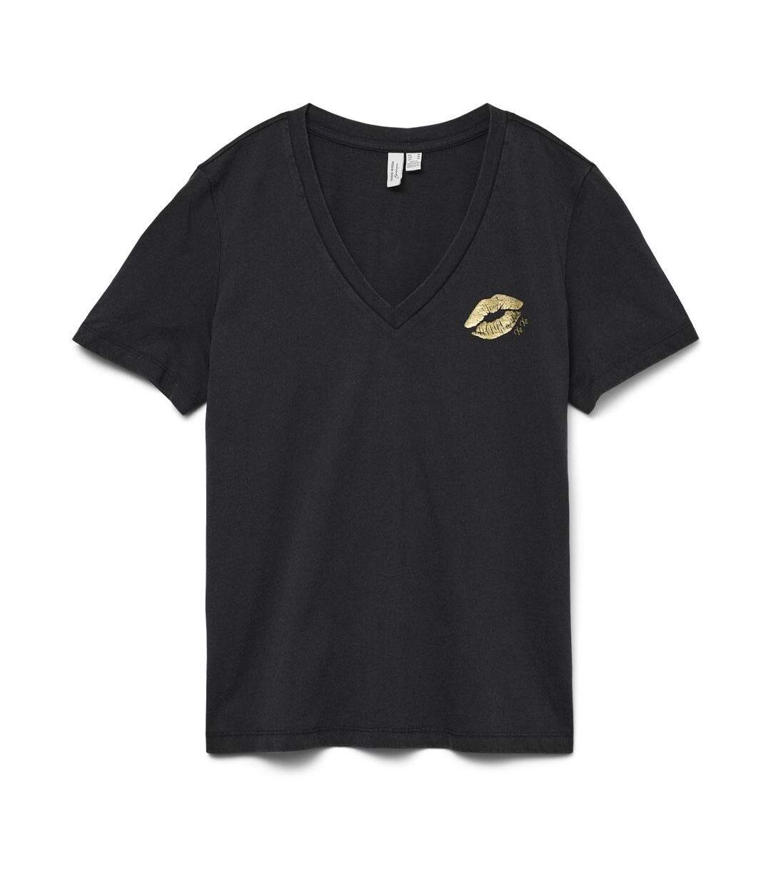 T-Shirt noir femme vero moda feyola - l-1