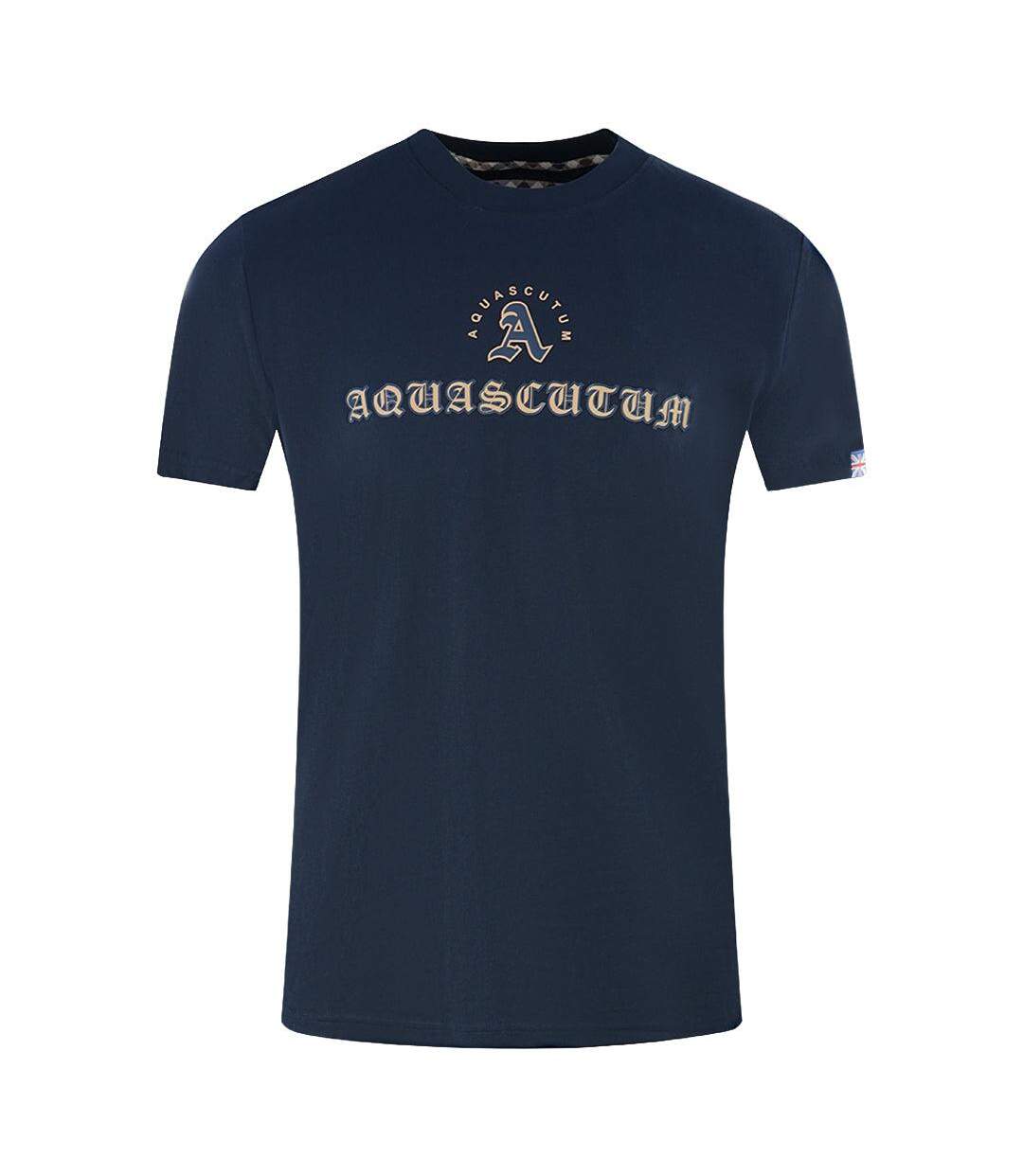 Unisex Adult Script Logo T-shirt Navy Blue Aquascutum-1