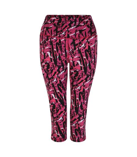 Dare 2B Womens/Ladies Influential Zebra Print 3/4 Leggings (Neon Pink) - UTRG10352