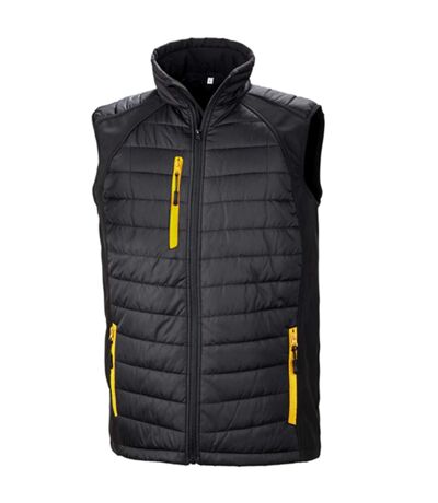 Unisex adult compass softshell padded gilet black/yellow Result Genuine Recycled