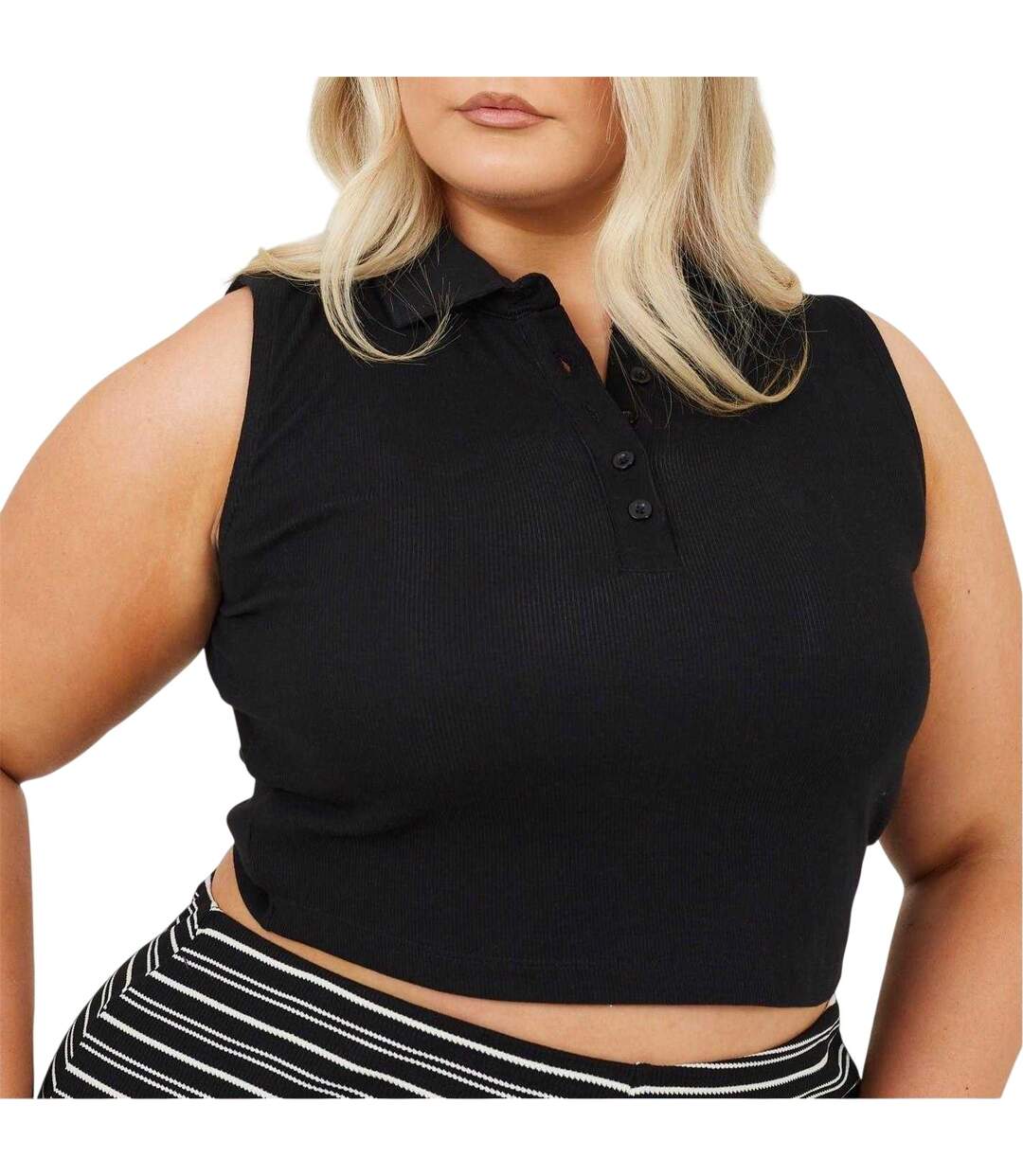 Haut Court Sans Manches Femme Noir Brave Soul-4