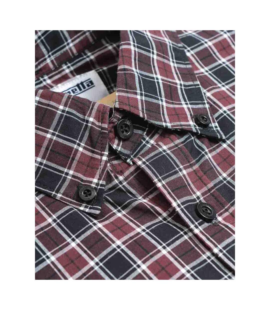 Chemise Manches Longues Motif/style À Carreaux Homme Bordeaux Noir Lambretta-4